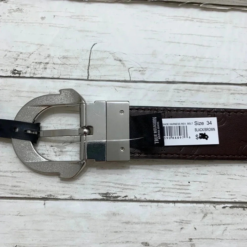 True Religion Horseshoe Harness Reversible Belt Black/Brown